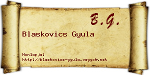Blaskovics Gyula névjegykártya